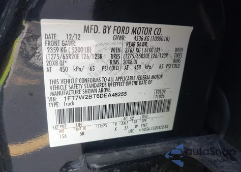 2013 Ford Super Duty F-250 Srw Lariat from USA, damaged, VIN 1FT7W2BT6DEA48255